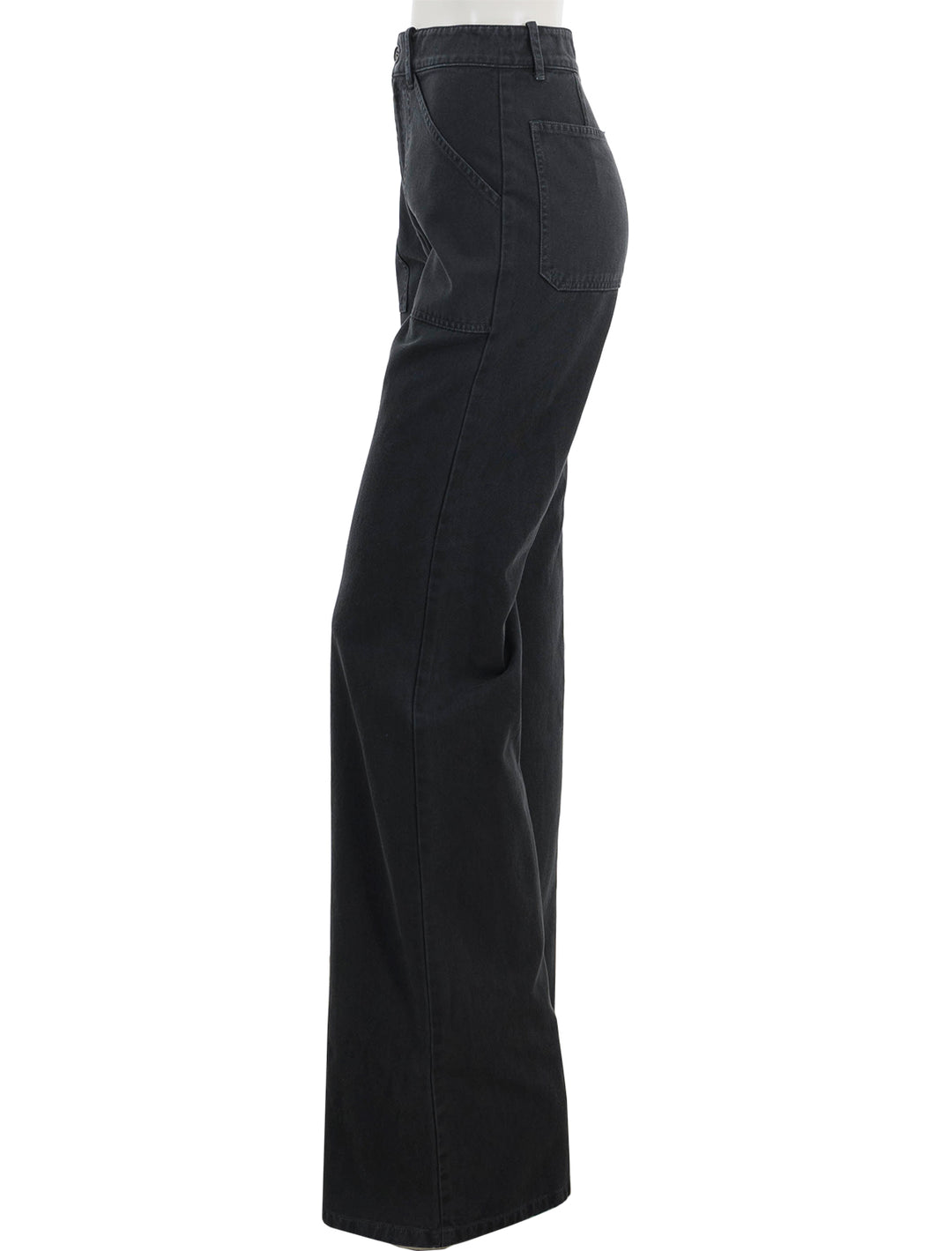 Side view of Nili Lotan's quentin pant in carbon.