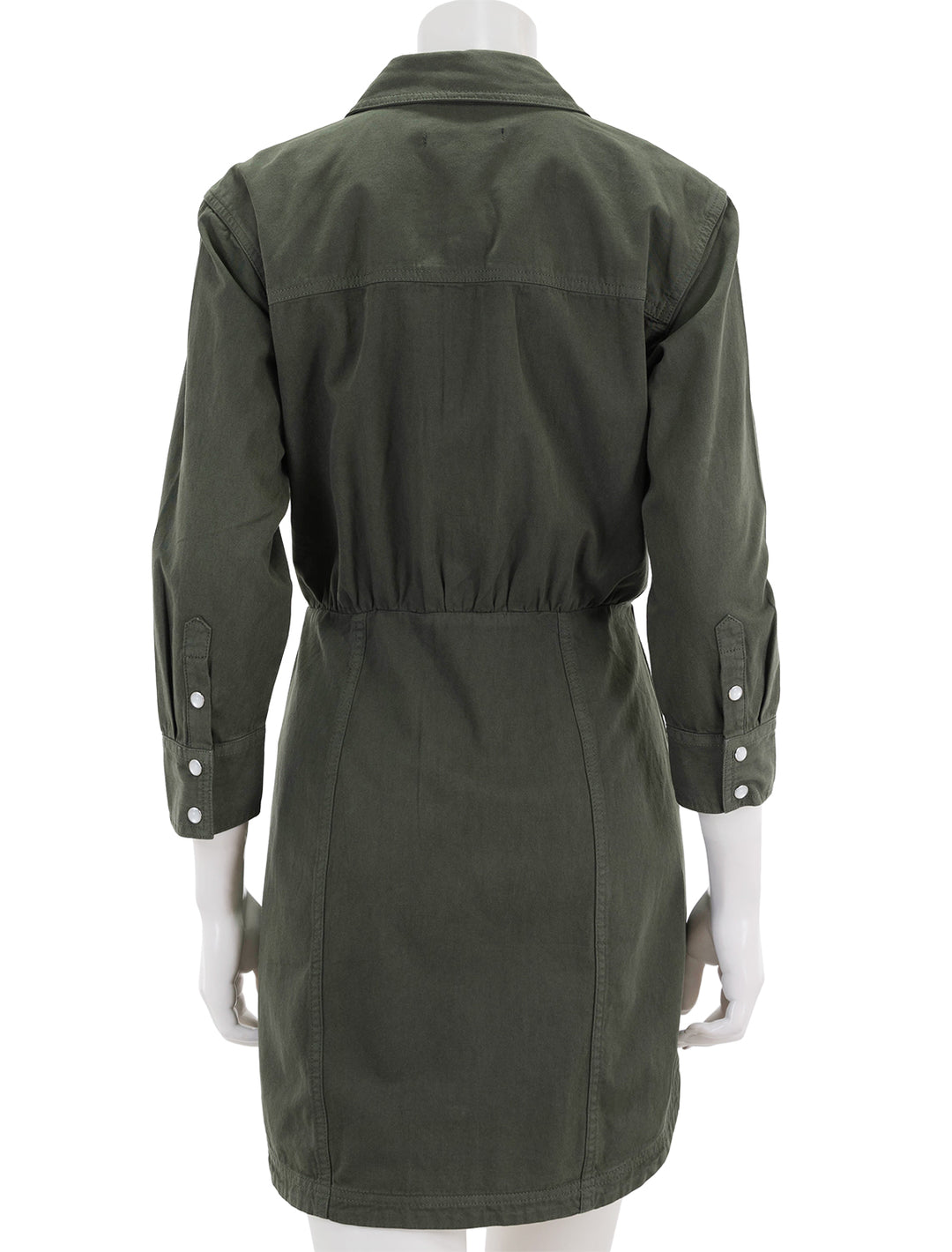 back view of keston dress in army green