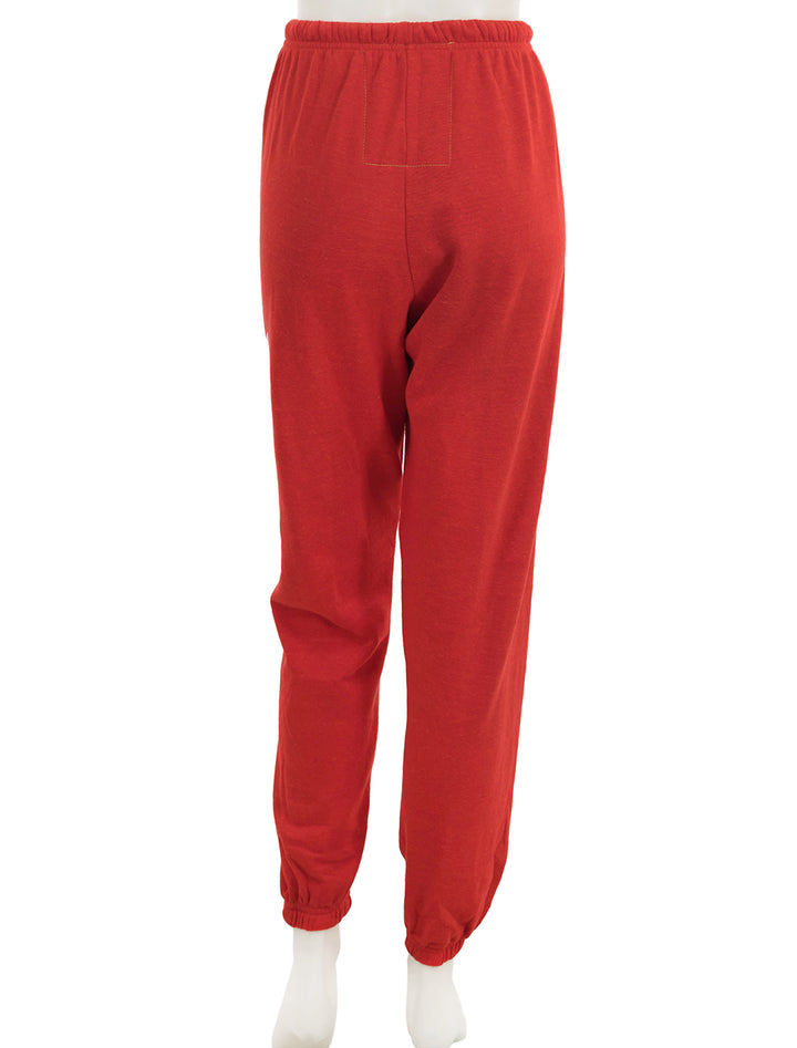 Back view of Aviator Nation's bolt - womens sweatpants in red and white.