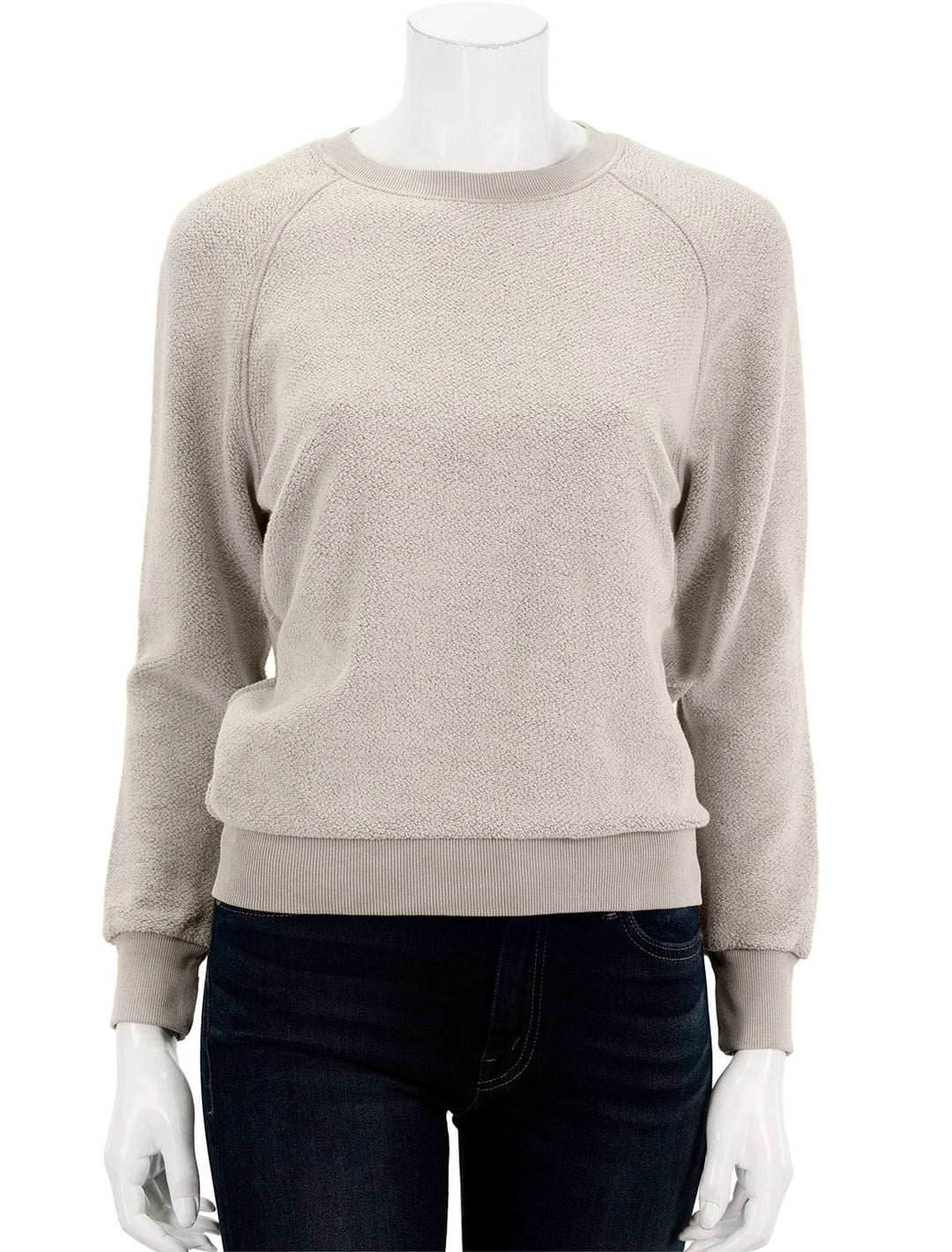 Front view of Perfectwhitetee's ziggy inside out sweatshirt in pashmina.