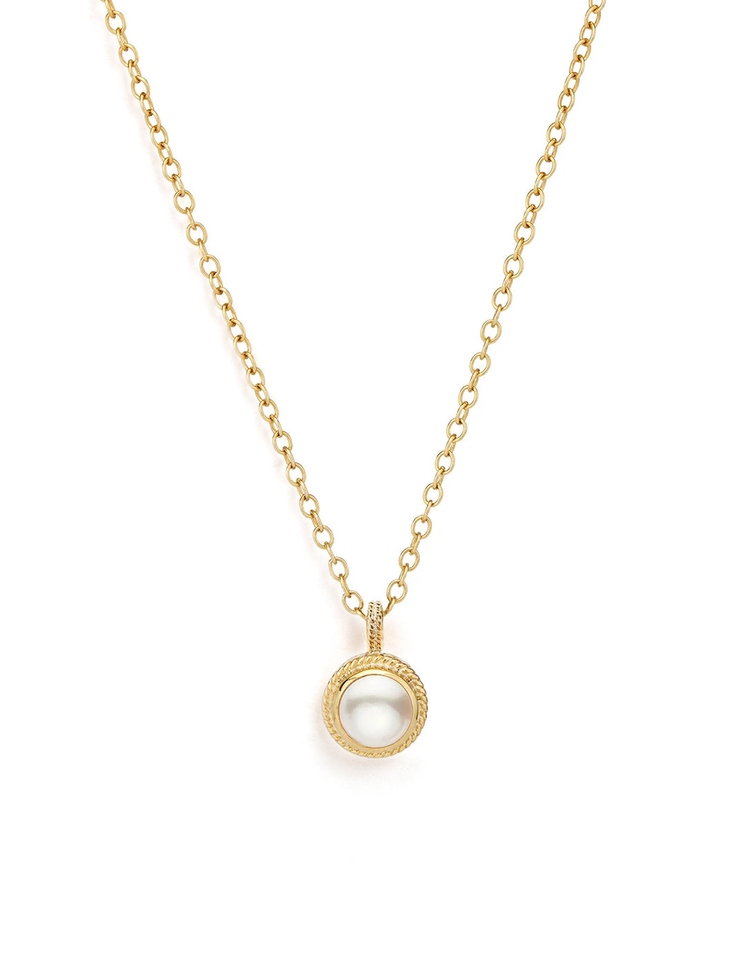 small pearl drop necklace in gold