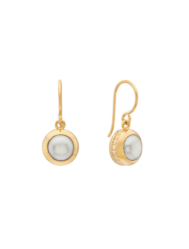 pearl drop earrings in gold