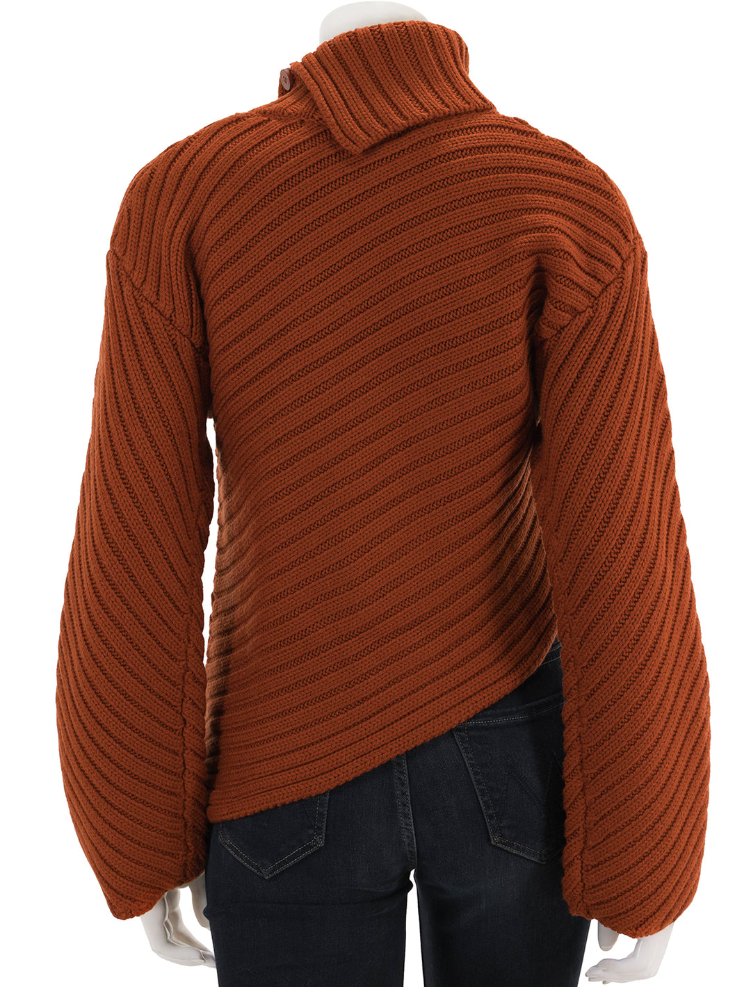 Back view of STAUD's engrave sweater in cinnamon.