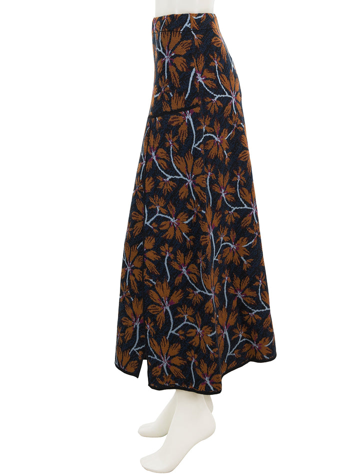 Side view of Ulla Johnson's sabra skirt in moonflower.