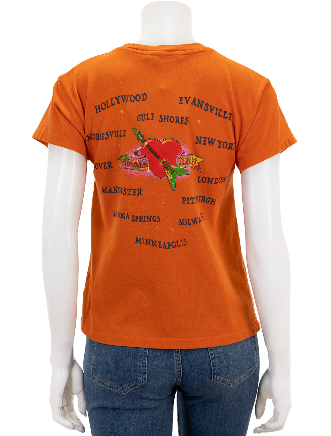 Back view of Daydreamer's tom petty t-shirt in tangerine.