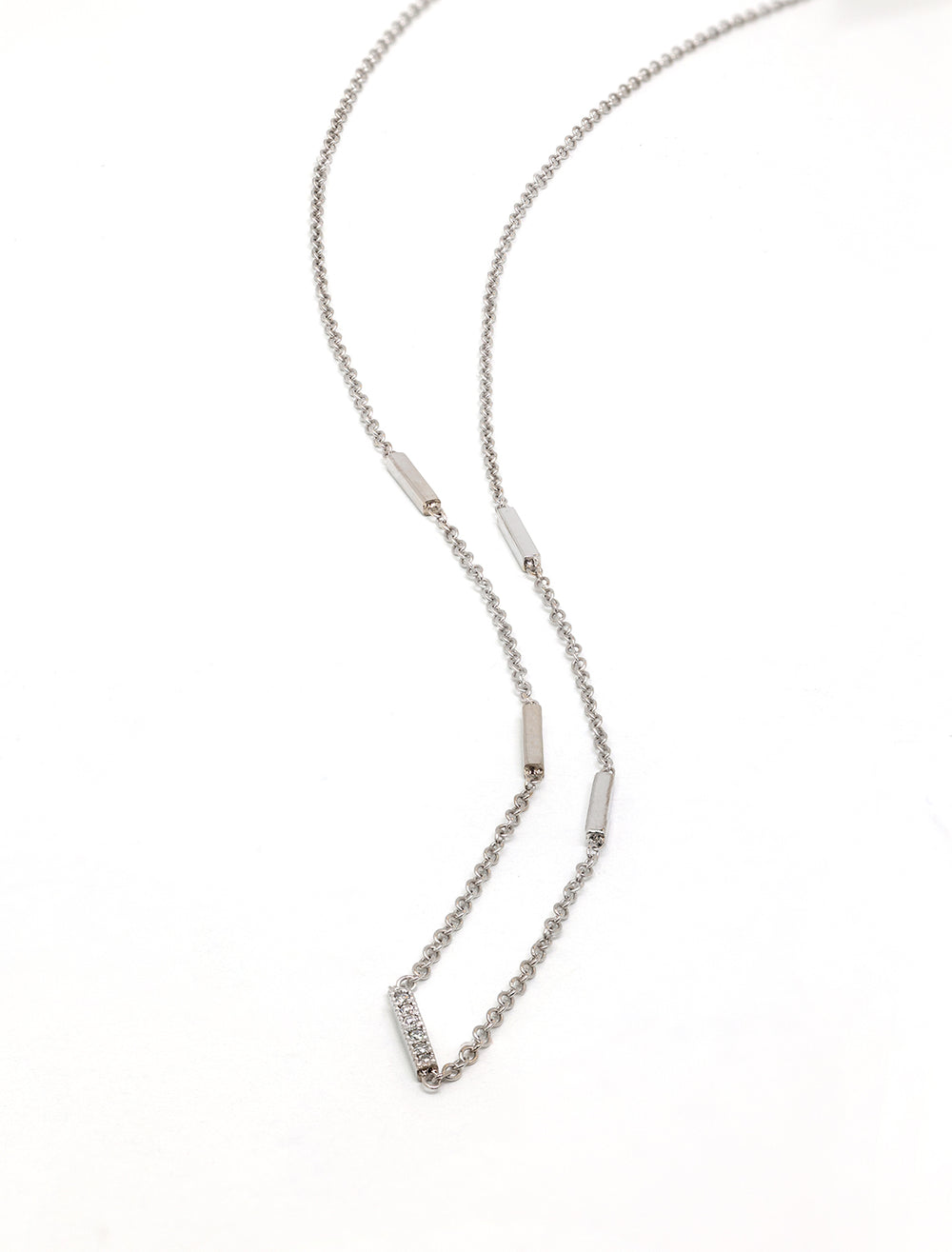 horizontal tiny bars necklace in white gold | 18" length (2)