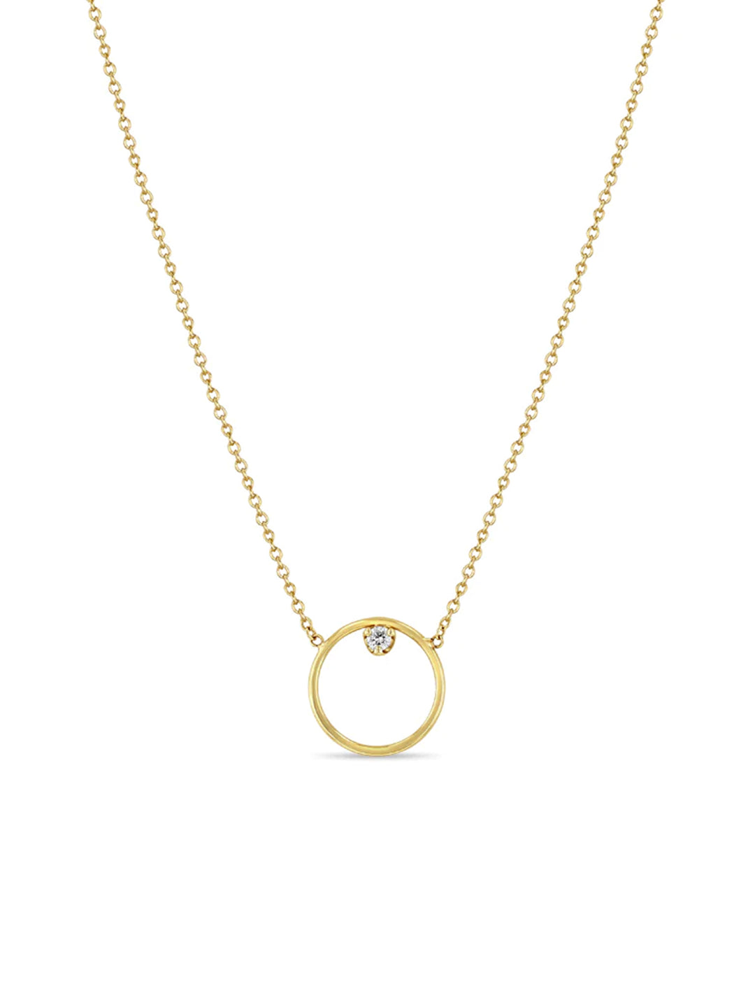 14k circle and diamond necklace | 16-17-18" length