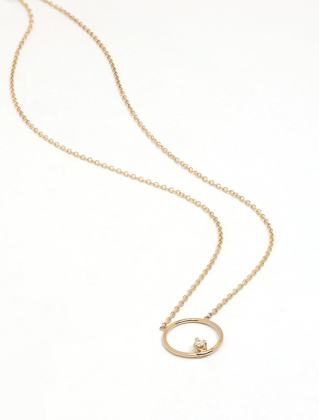 14k circle and diamond necklace | 16-17-18" length (2)
