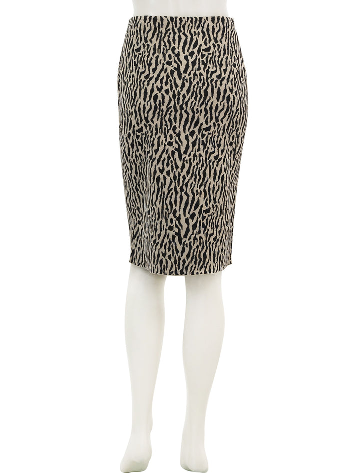 Back view of Theory's pencil skirt in bristol animal intarsia print.