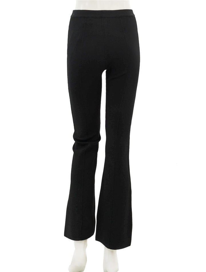 Back view of heory's flare pant in black compact crepe.