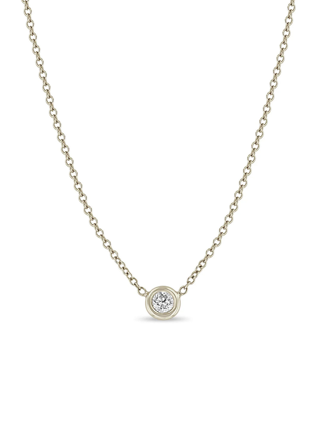 floating diamond solitaire necklace in white gold | 16-18"