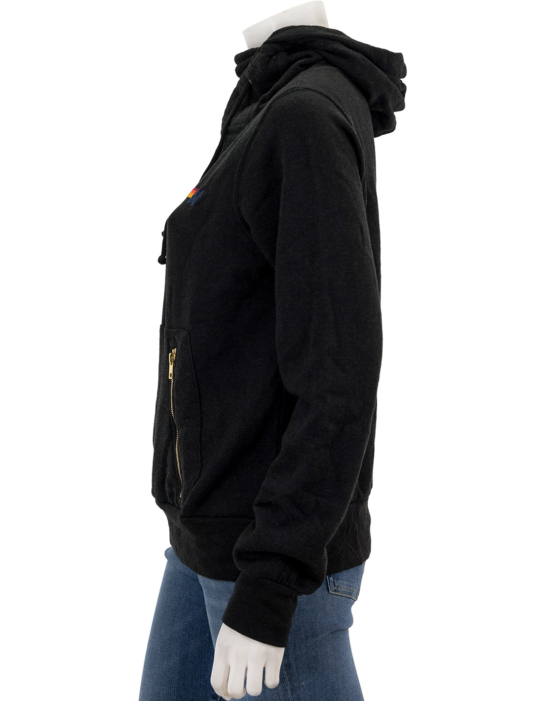 Side view of Aviator Nation's ninja pullover in black.