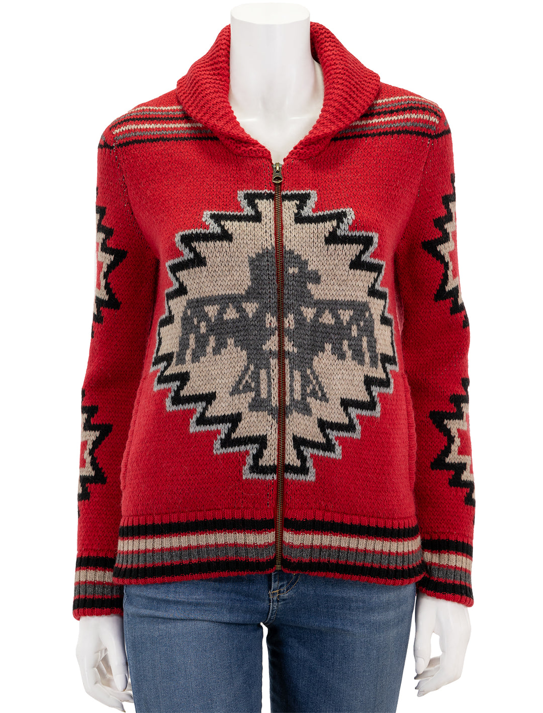 Front view of Faherty's spj thunderbird cardigan.