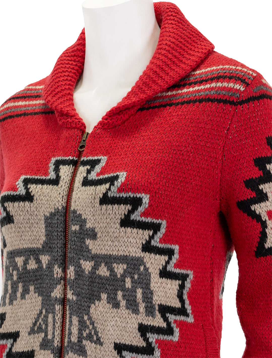 Close-up view of Faherty's spj thunderbird cardigan.