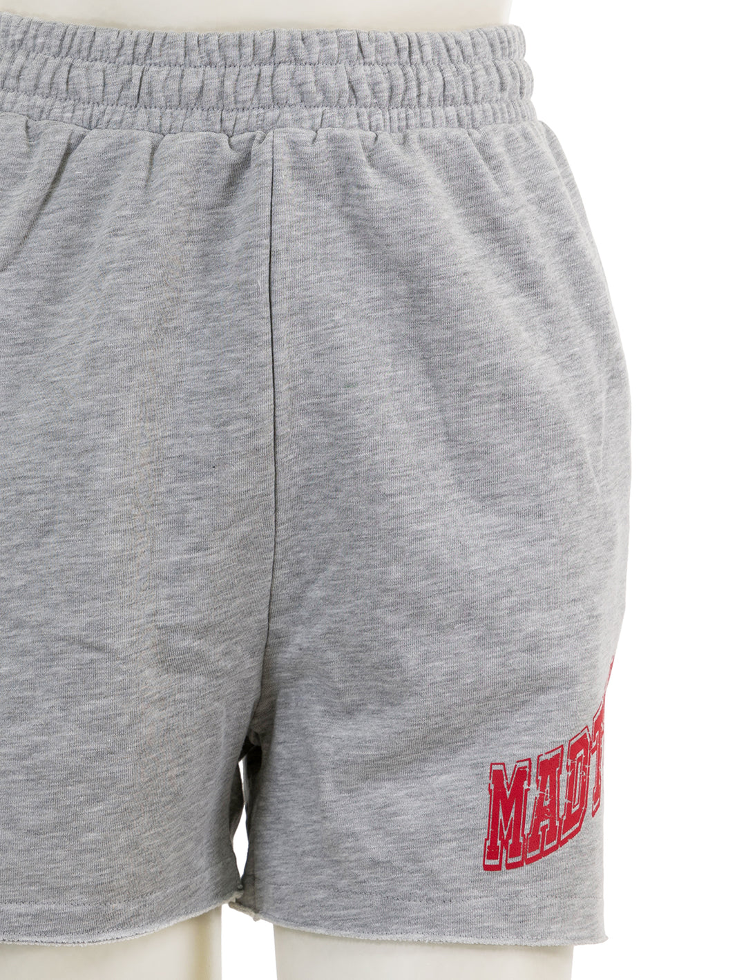 Close-up view of Recess Apparel's Madtown Sweat Shorts in Grey.