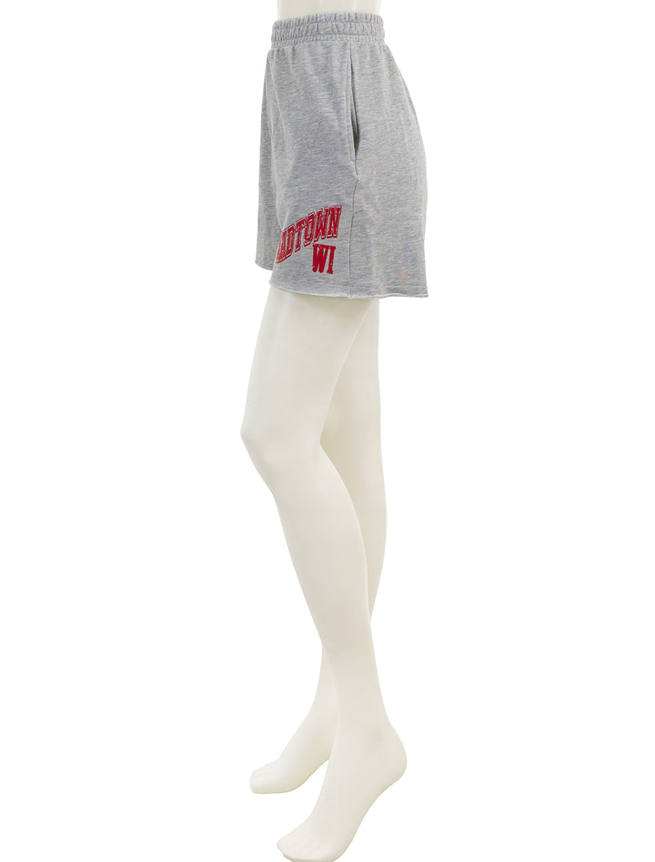 Side view of Recess Apparel's Madtown Sweat Shorts in Grey.