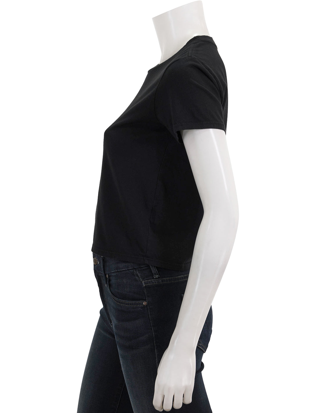 Side view of Perfectwhitetee's springsteen tee in true black.