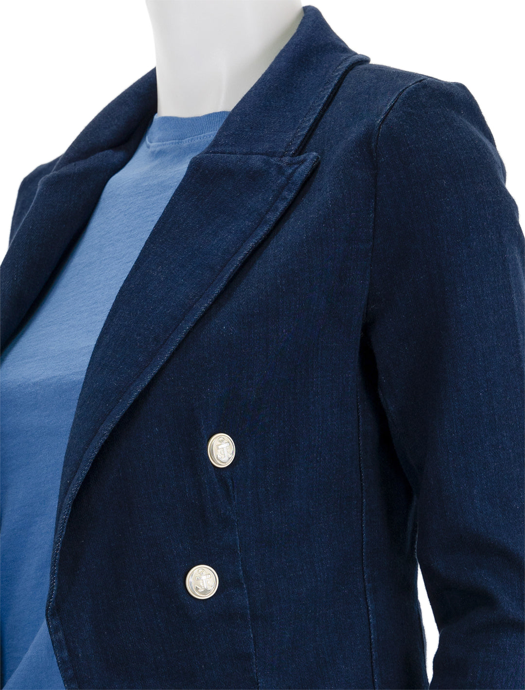 Close-up view of L'agence's wayne crop jacket in palomino.