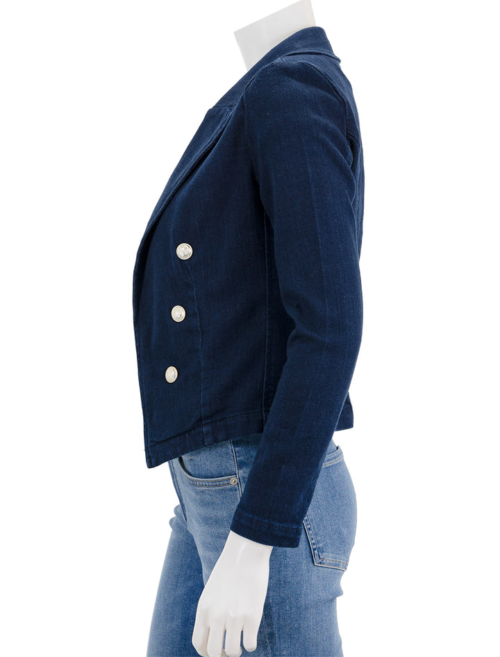 Side view of L'agence's wayne crop jacket in palomino.