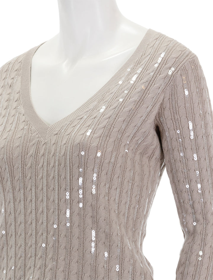 close up view of trinity sequin v neck pullover