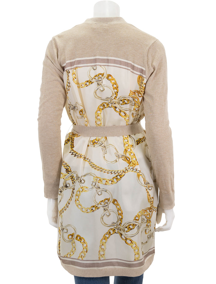 Back view of L'agence's beverly silk panel cardi in crema.