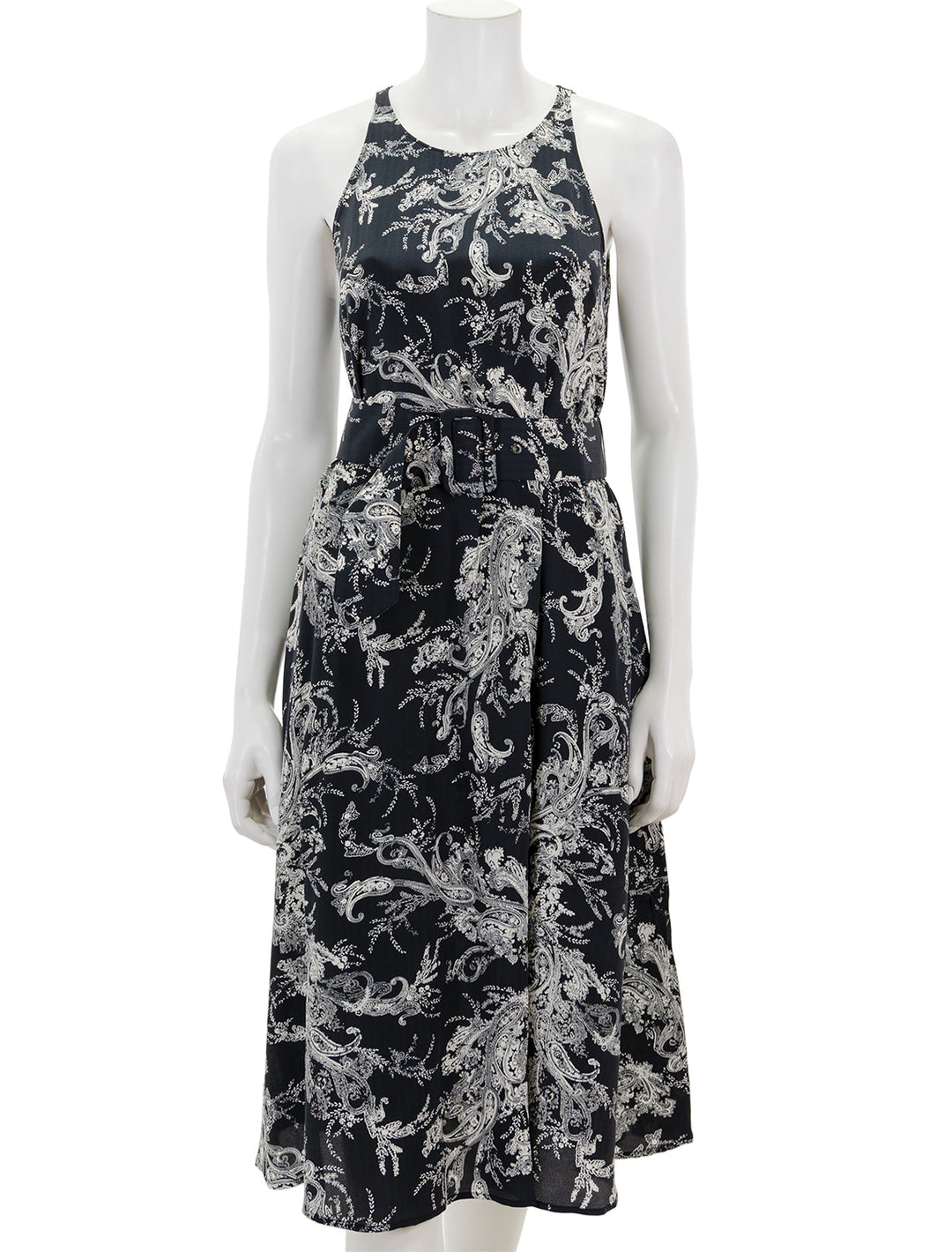 Front view of L'agence's vivian dress in sketch paisley print.