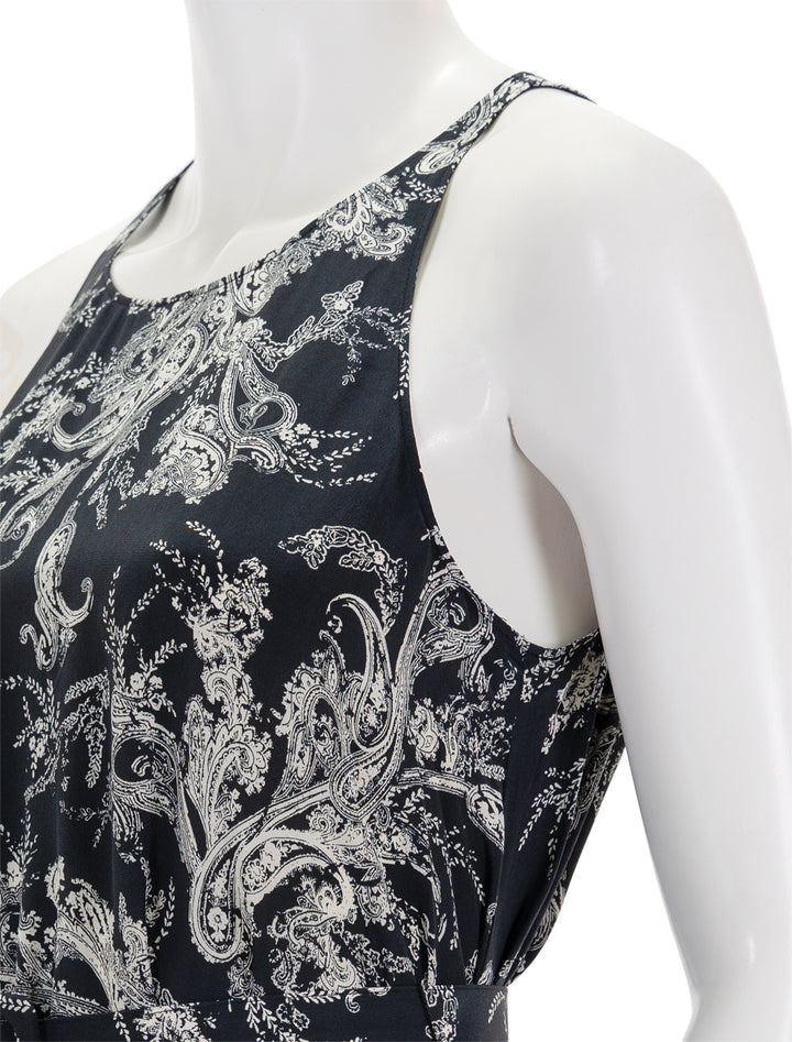 Close-up view of L'agence's vivian dress in sketch paisley print.