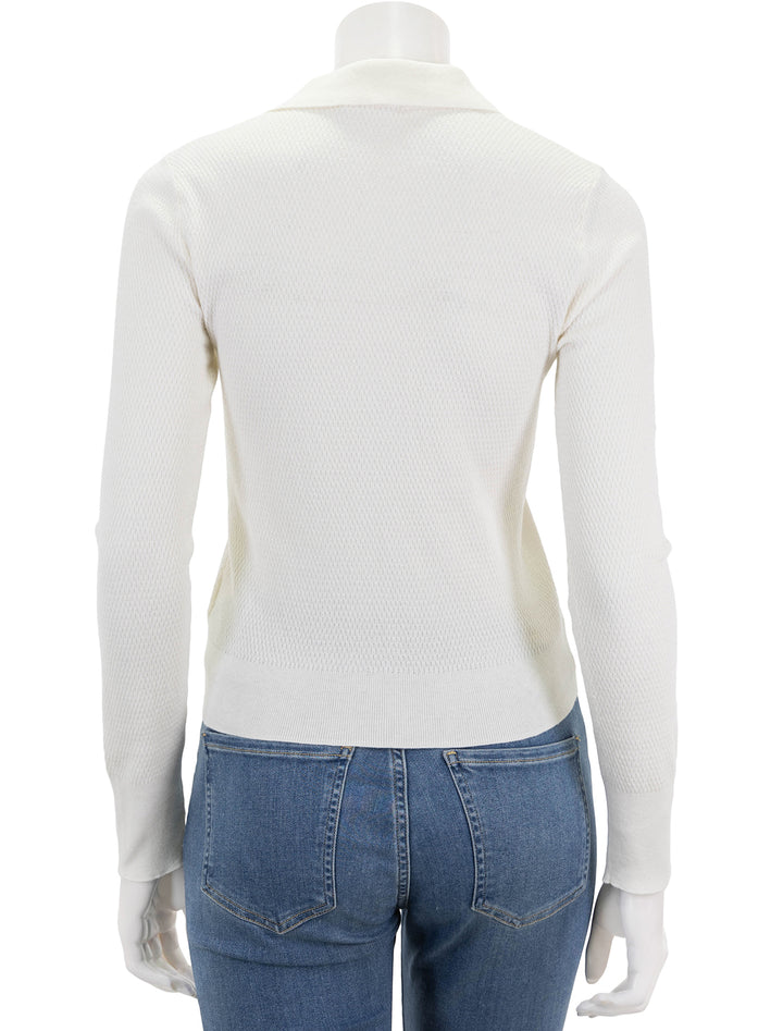 Back view of L'agence sterling jewel button sweater in ivory.