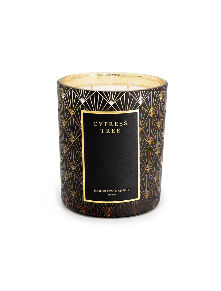 Brooklyn Candle Studio's cypress tree black tie holiday candle.