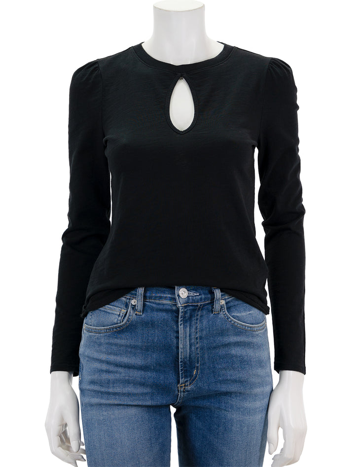 Front view of Nation LTD's dania tee with keyhole in black.