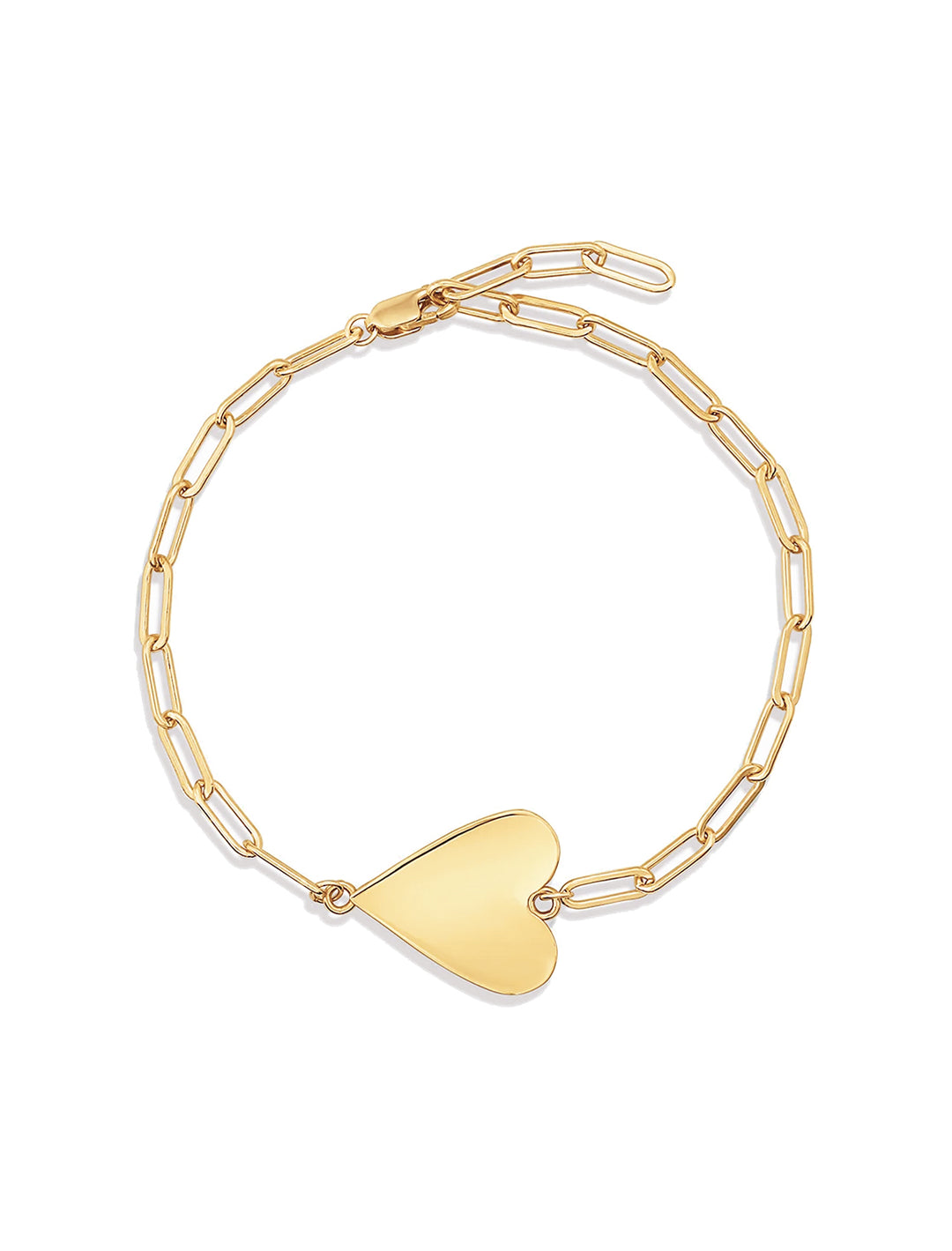 Overhead view of THATCH's amaya heart bracelet in gold.