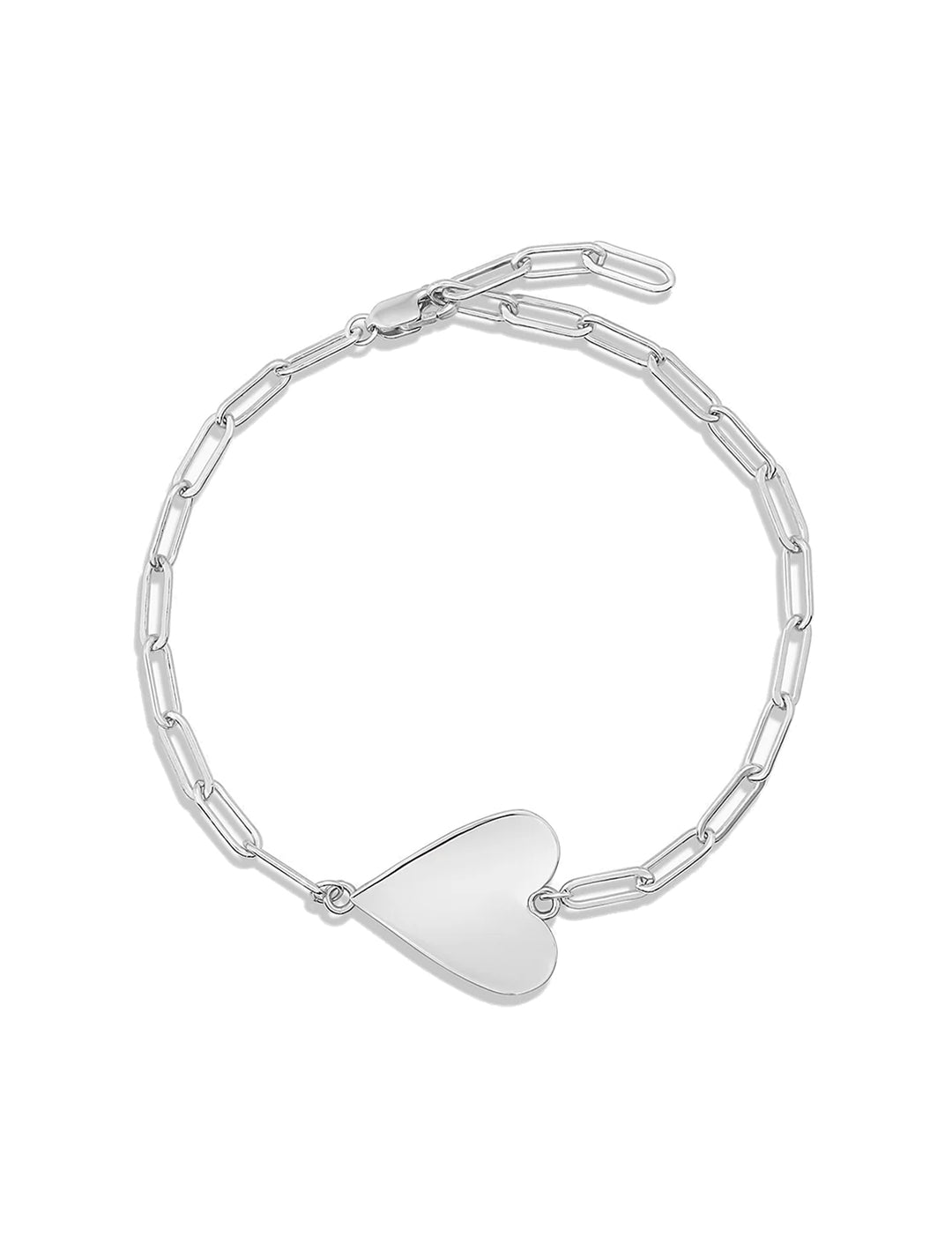 Overhead view of THATCH's amaya heart bracelet in silver.