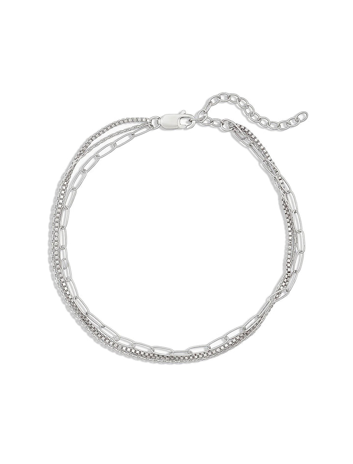 Overhead view of THATCH's rosalie bracelet in silver.