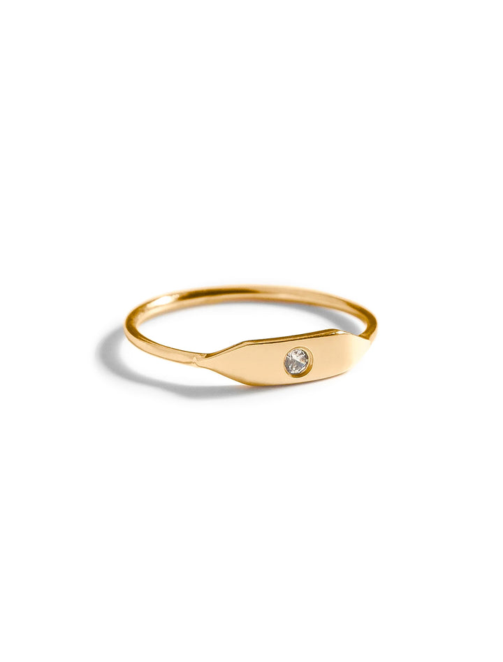 stacking signet ring with stone in gold