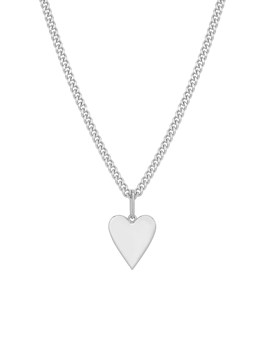 Front view of THATCH's amaya heart curb chain necklace in silver.