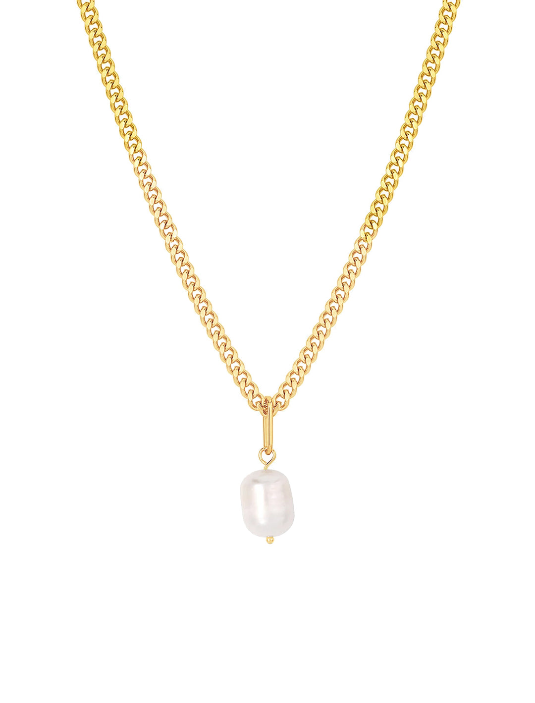 Front view of THATCH's colette pearl curb necklace.