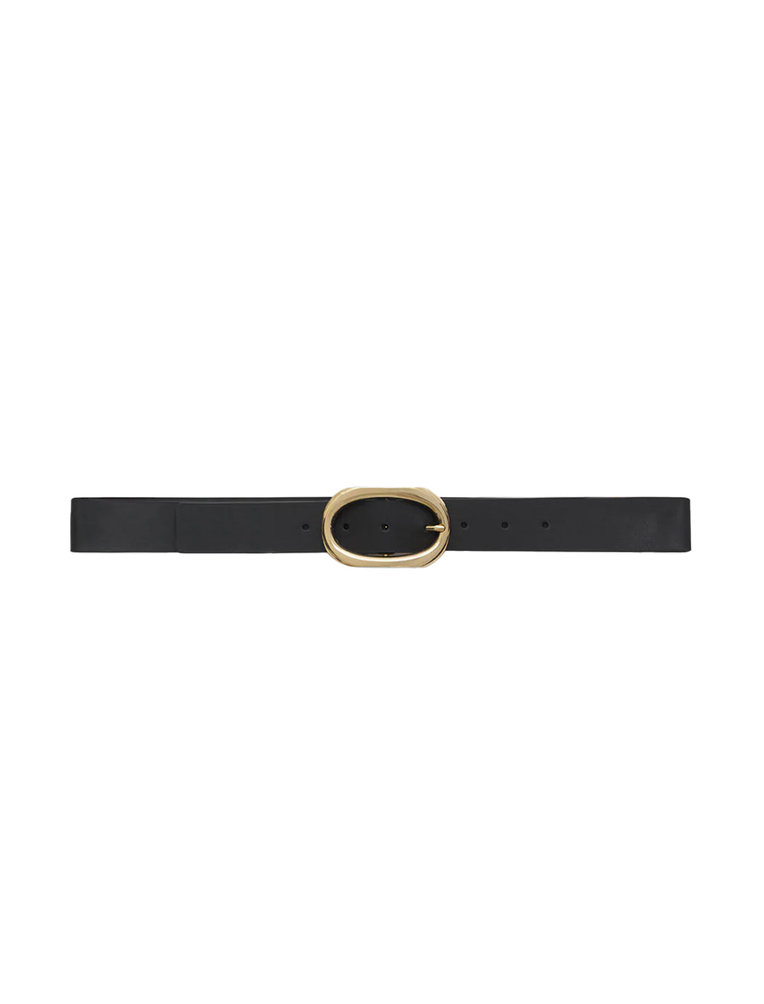 Laid out view of Anine Bing's signature link belt in black.