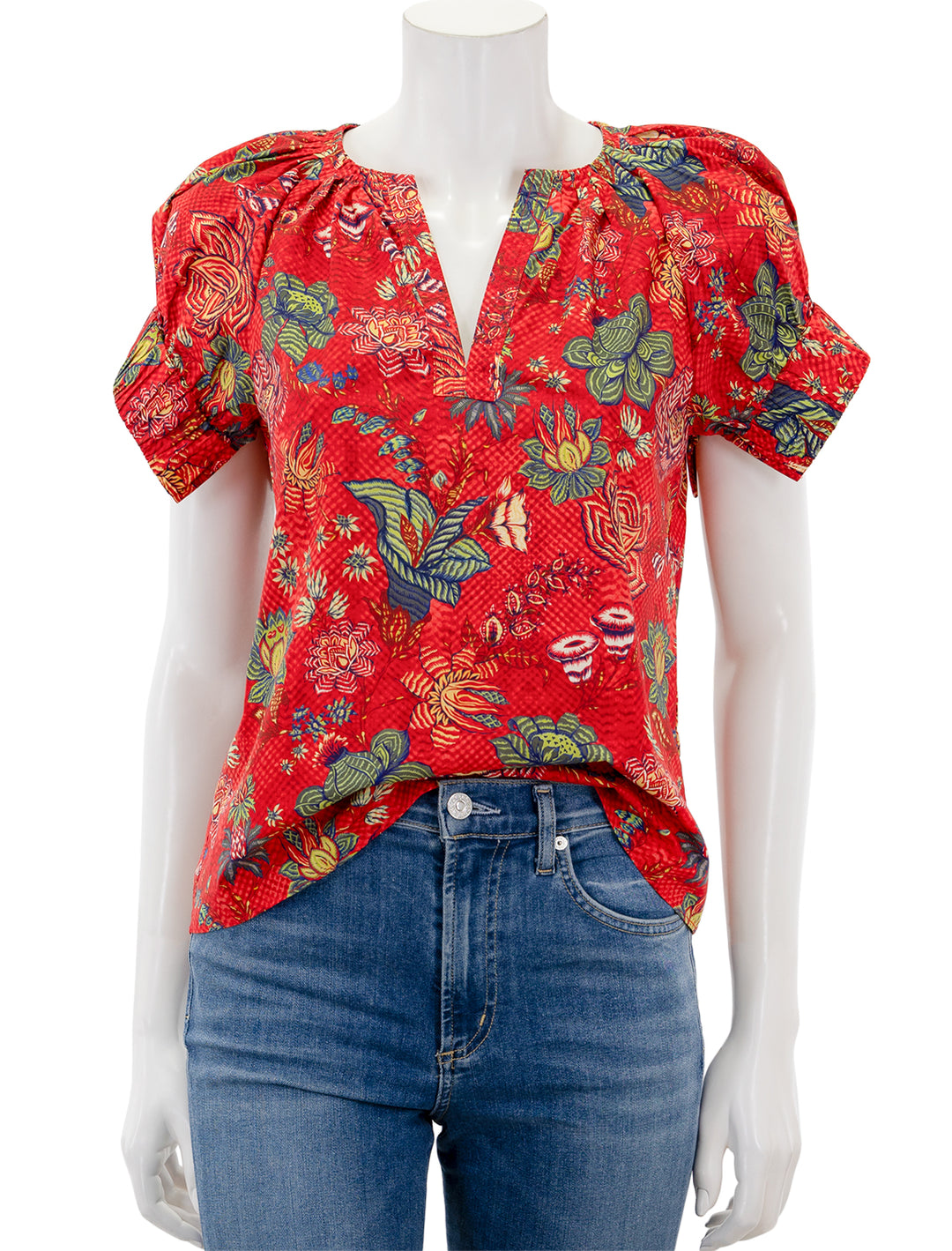 Front view of Ulla Johnson's naomi top in hibiscus.