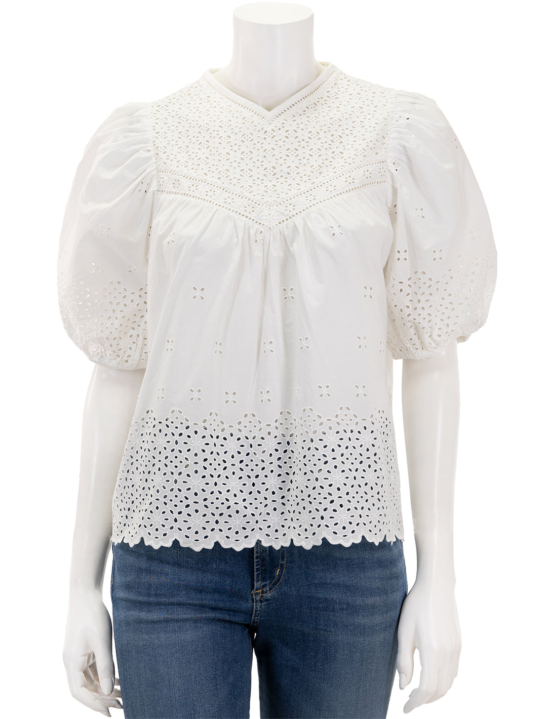 Front view of Ulla Johnson's Aviana Top in Cowrie.