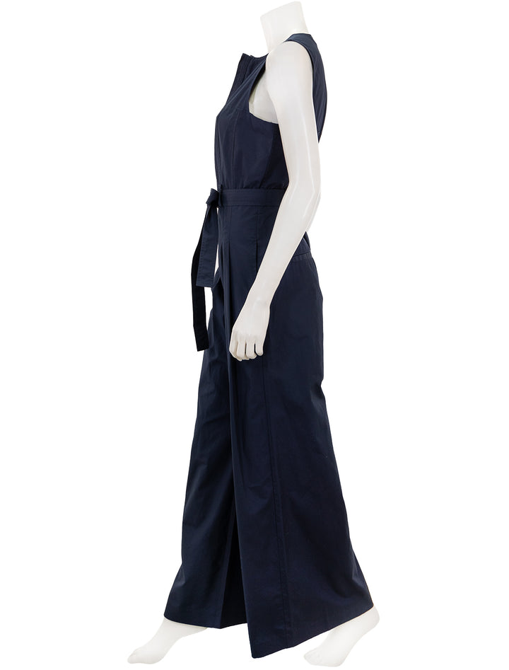 Side view of Ulla Johnson's marin jumpsuit in midnight.