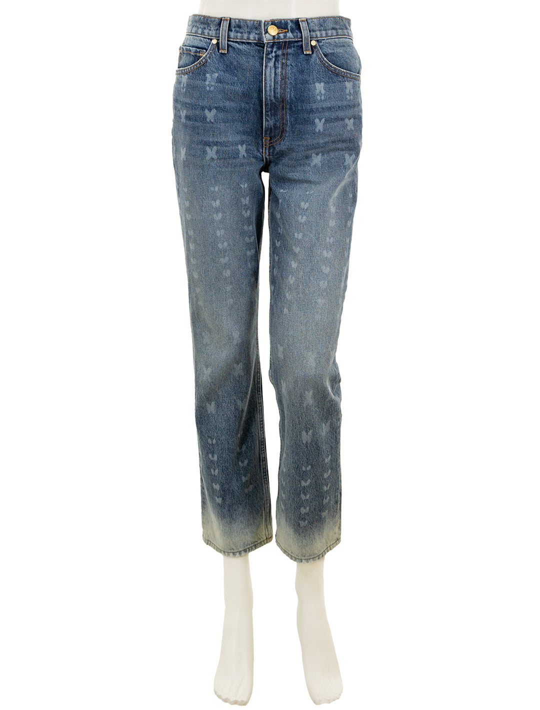 Front view of Ulla Johnson's the cropped agnes jean in etched arashi wash.