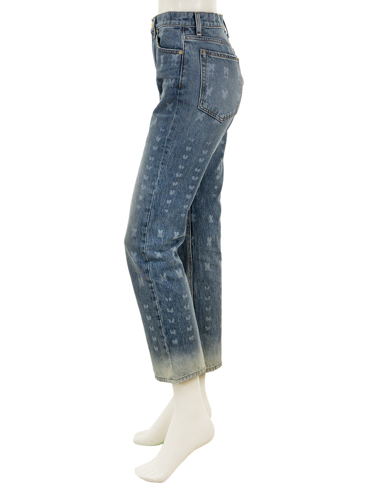 Side view of Ulla Johnson's the cropped agnes jean in etched arashi wash.
