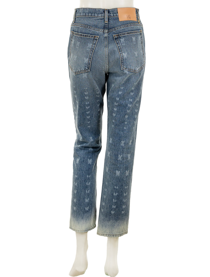 Back view of Ulla Johnson's the cropped agnes jean in etched arashi wash.