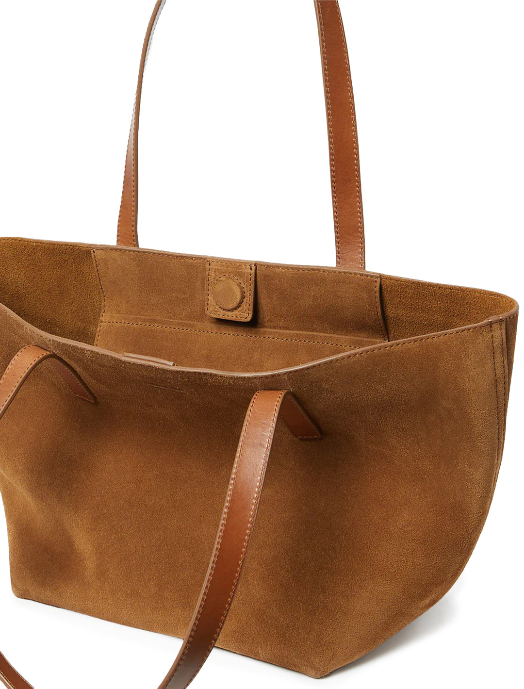 Inside view of Loeffler Randall's easton medium tote in cacao.
