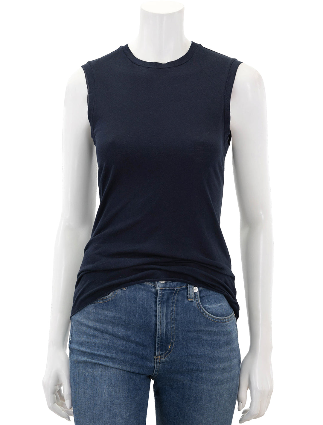 Front view of Nili Lotan's muscle tee in navy.