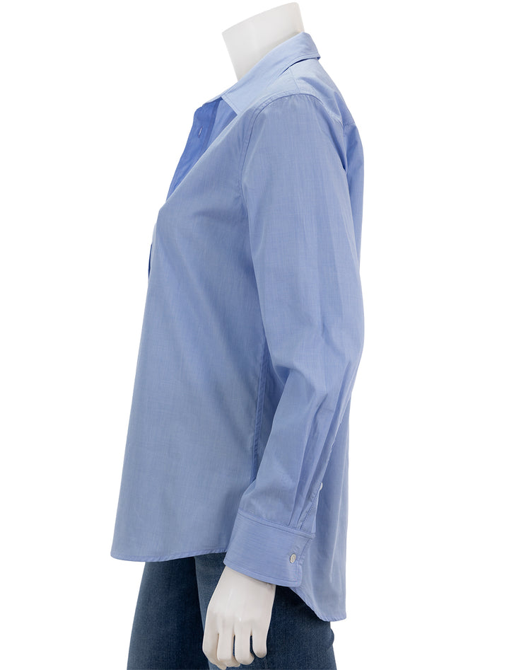 Side view of Nili Lotan's raphael classic shirt in light blue.