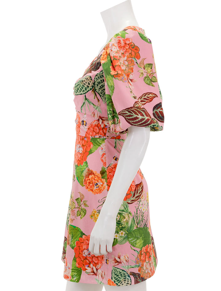 Side view of Cara Cara's Aliza Dress in Avery Floral Pink.