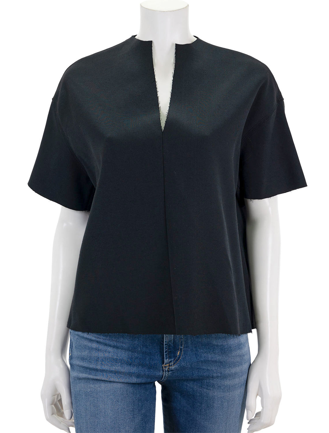 Front view of STAUD's amigoni top in black.
