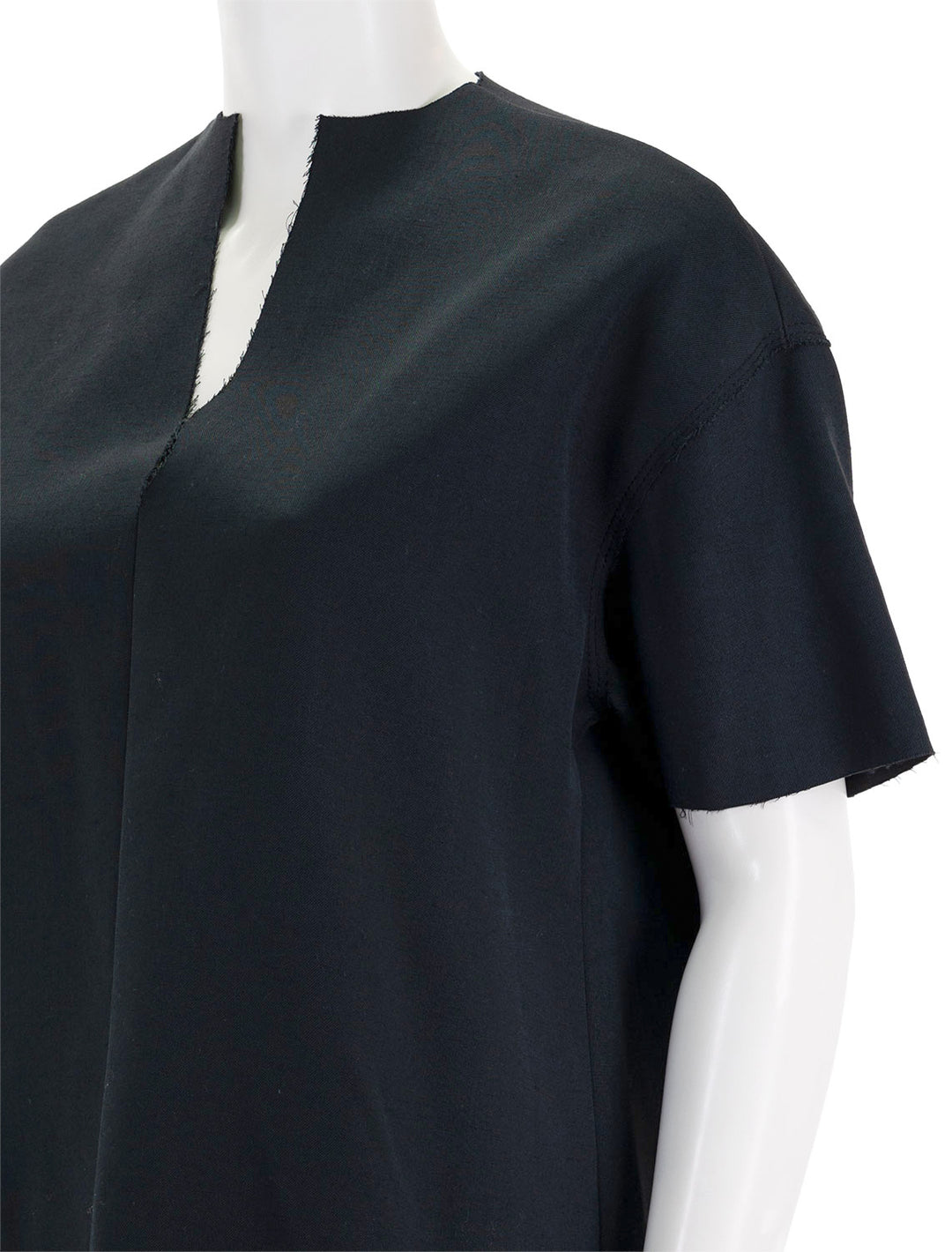 Close-up view of STAUD's amigoni top in black.