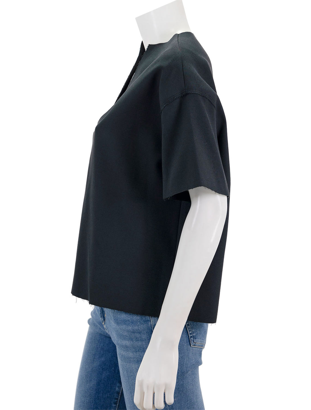 Side view of STAUD's amigoni top in black.
